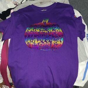 Gildan Purple Short Sleeve Tee with Bold Graphic